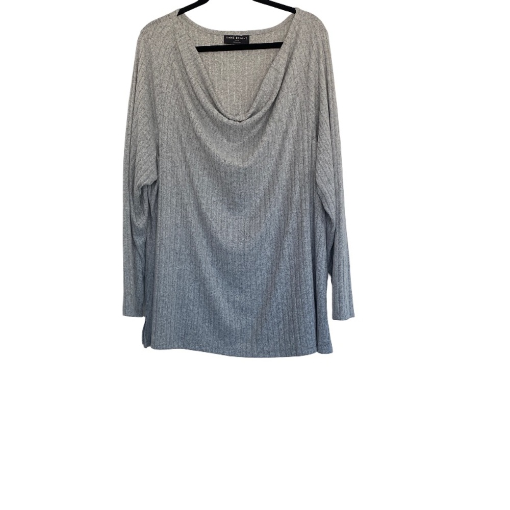 V- #LB147- NWOT Lane Bryant Light Gray Cowl Neck Ribbed Sweater -Sz 26/28